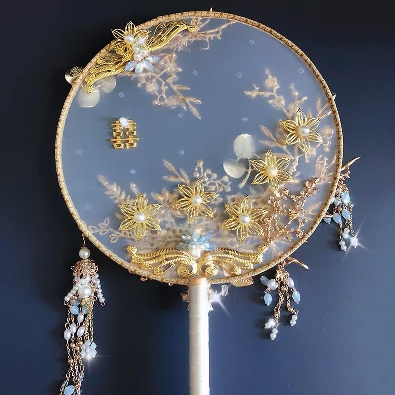 Yfsdx plave kristalne perle mladenke ventilator kineskog stila vjenčani buket perla kristalni biseri mladenci za mladenke za ruke