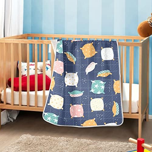 Swaddle pokrivače jastuci pamučni pokrivač za dojenčad, primanje pokrivača, lagane meke prekrivač za krevetiće za krevetić, kolica, rakete, 30x40 u, plavoj boji