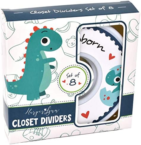 Harperlynn Baby Closet Dividers - Set 8 dinosaurusa rasadnik Odjeća organizatori-veličina novorođenče do 2t. Great pokloni Pribor za prvi put roditelji dječak ili djevojčica. Odgovara Štapu Od 1,25 Inča.