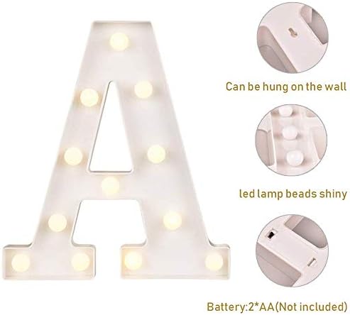 Odistar LED lampica za lagana slova, lampica za napajanje baterije 26 Abeceda sa svjetlima za vjenčani