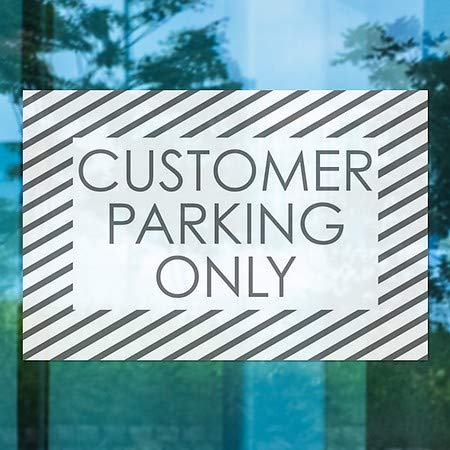 CGsignLab | Parking za kupce -Stripes bijeli prozor Cling | 27 x18