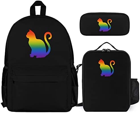 LGBT Cat Pride 3 kom ruksak Set College laptop torba za rame sa kutijom za ručak i Pernicom