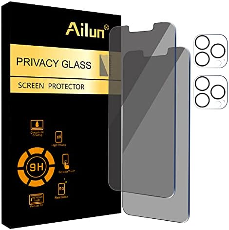 Ailun 2pack Zaštita ekrana za privatnost za iPhone 13 Pro Max[6,7 inča] + 2 paketa zaštita sočiva kamere, Anti Spy privatni Film od kaljenog stakla, [9h tvrdoća] - HD [Crna] [4 pakovanja]