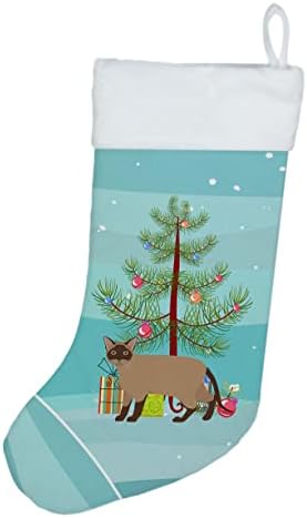 Caroline's bysures CK4576CS Burmese Cat sretan božićni božićni čarapa, kamin Viseće čarape Božićna sezona