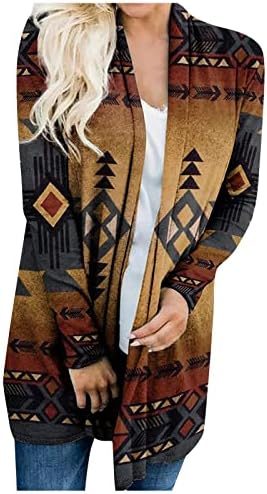 Nokmopo ženski kaputi i jakne Ženski božićni dugi rukav prednji kardigan tiskana gornja lagana jakna