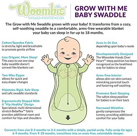 Woombie raste sa mnom za bebe, kabrioletni opticaj odgovara 0-9 mjeseci, proširuje se na nosiot će se do 18 mjeseci, ptica i pruga