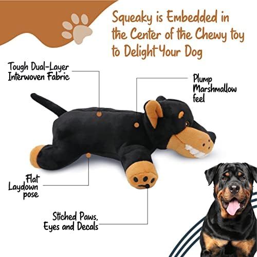 Dog pas izdržljiva plišana igračka, crna i preplanula psa, punjena životinja sa disketima za uši žvakaju