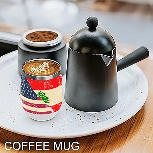 SAD i libanonska retro zastava šalica za kafu od nehrđajućeg čelika šalica za piće sa poklopcima