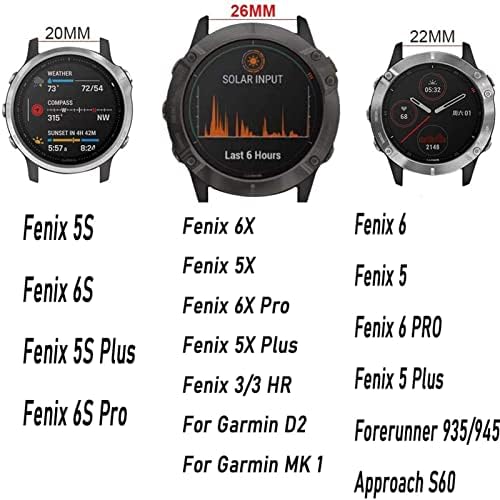 GHFHSG 26 22 20 mm Strap za sat za Garmin Fenix ​​7x, Fenix ​​7, Fenix ​​7s Smart Watch Brzi puštanje silikone Easyfit ručni remen