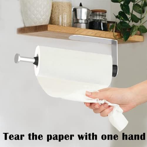 Držač papirnih ručnika ispod ormarića brušeni nikl držač papirnih ručnika za zid sa prigušenjem jednoručni operativni, ispod pulta stalci za papirne ubruse sa samoljepljivim i vijkom za kuhinjsko kupatilo