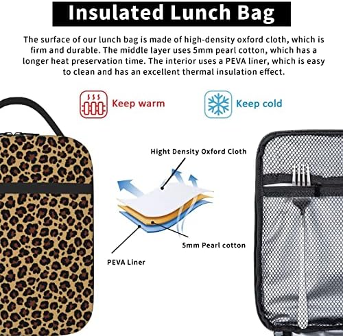 NAFSKL izolovana kutija za ručak - torba za ručak za višekratnu upotrebu muškarci žene odrasli-Radna piknik izolovana smeđa kutija za ručak sa leopardovim printom