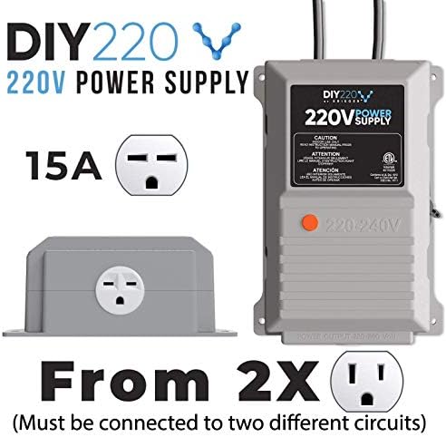 K KRIËGER DIY220 Quick Connect 220v napajanje, snaga 208-240 volti iz dva odvojena 110/120V AC kola, 220v 15a AC Izlazna utičnica, GFCI Outlet Circuit Tester uključen - ETL sertifikovan.