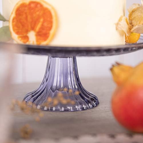 Kmwares 9 D stakleni okrugli stalak za torte, tanjir za serviranje, multifunkcionalni desertni tanjir sa prelepom bojom lavande za venčanje, rođendansku zabavu, Kicthen Pekara