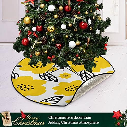 Žuti cvijet ostavlja božićnu stablu prostirku vodootporna stalka za stalku Mat tepih ispod božićnog
