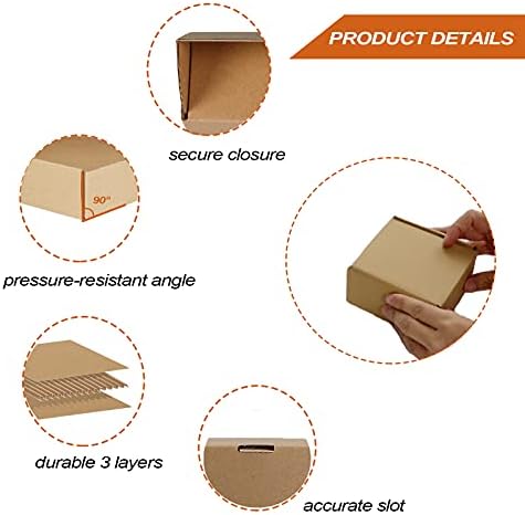 Pharege 4x4x2 inčni polje za otpremu 25 paketa, smeđi valovita kartonska poštanska kutija, male poštanske kutije za pakiranje malih poduzeća