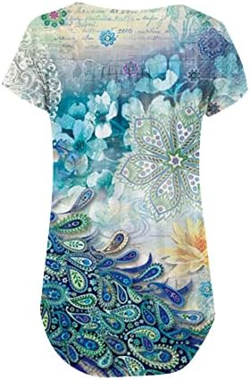 Ženski vrhovi Sakrij stomak tuniku letnje kratke rukave majice Flowy Henley Tshirt Casual Dressy bluze za tajice