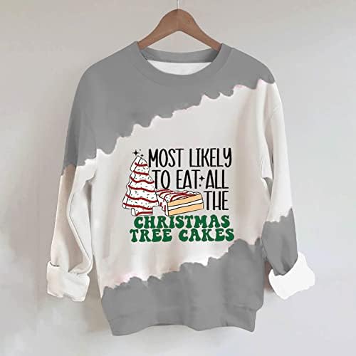 Božić smiješna dukserica za žene pulover zbojere Crewneck dugih rukava majica modna prevelika tunika TOP bluza