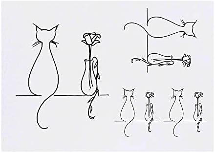 Azeeda 4 x 'mačke i cvjetne vaze' privremene tetovaže