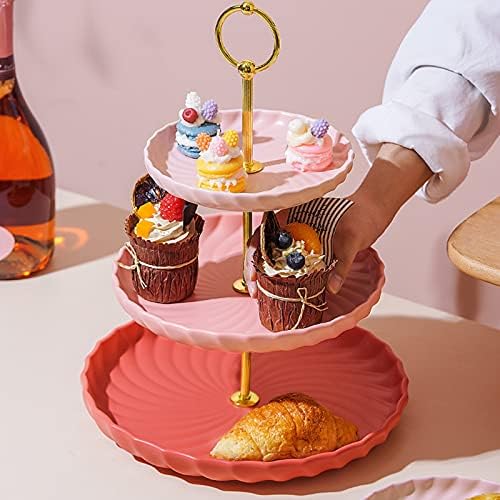 Stalak za torte Cupcake stalci keramički stalak za torte sa metalnom ručkom višebojni desertni sto Creative Cupcake Display Stand posudica za pecivo za popodnevni čaj posuda za pecivo za torte Candy Display