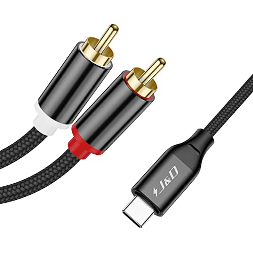 J & D USB C do 2 RCA audio kabel, pleteni stereo audio Converter Cord USB tip-c muški do 2rca
