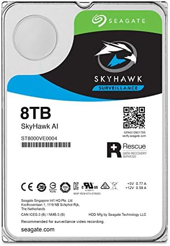 Seagate Skyhawk AI 8TB nadzor interni Hard disk HDD-3.5 inčni SATA 6Gb / s 256mb Cache + pogon za upravljanje zdravljem & amp; 3-Godišnja usluga oporavka -
