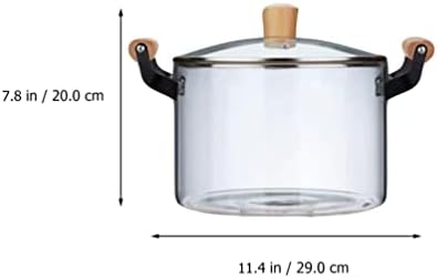 CLISPEED stakleni lonac stakleni lonac sa poklopcem: stakleni lonac za kuvanje 2,5 L Neprianjajući lonac za supu sa sosom od lonca za kuvanje lonac za supu testenina rezanci dječija hrana prozirno 10,5 cm stakleno posuđe