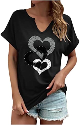 Majice za žene Plus veličina kratki rukav vrhovi ljeto Casual V vrat Tshirt Trendy Love grafički Osnovni