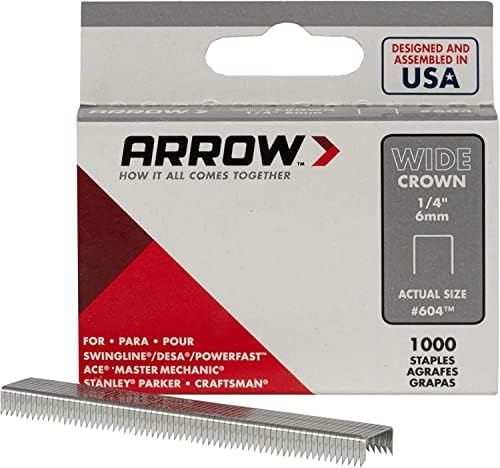 Arrow Pričvršćivač 60430 604 Wide Crown Swingline Heavy Duty 1/4-inčni spajalice, 1,000 pakovanja,