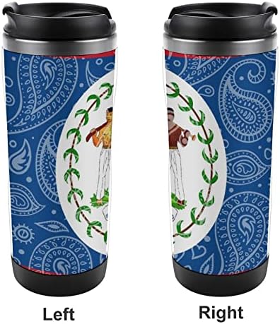 Paisley i Belize zastava za kavu za kafu sa klipnim čašama izoliranim čašama od nehrđajućeg čelika dvostruka