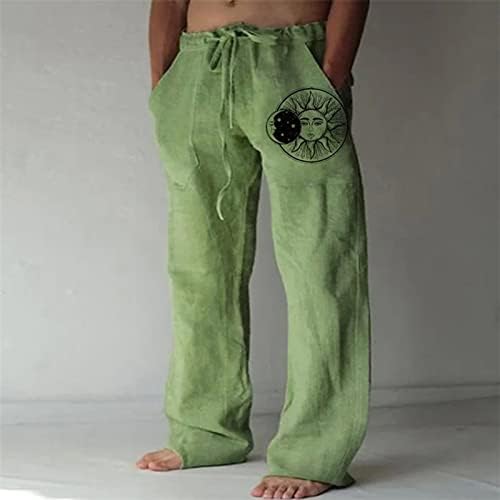 Muške pamučne posteljine hlače Ljetne elastične strukske vučne džepove pantalone casual lagane trčanje na otvorenom pantalone