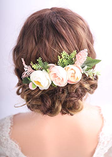 Kercisbeauty ružičasta i bijela kosa češalj za maturu djevojka cvjetni pokrivač za glavu vjenčanje
