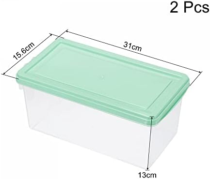 Uxcell plastična posuda za čuvanje hrane 2kom, kutije za čuvanje hrane sa poklopcima ostave kante za kuhinjski frižider frižider sto za čuvanje voća-zeleno
