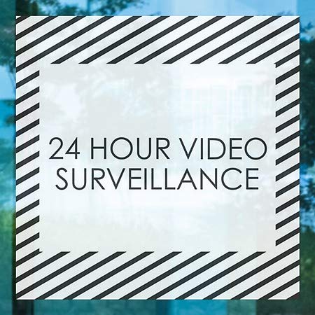 CGsignLab | 24-satni video nadzor -Stripes bijeli prozor Cling | 5 X5