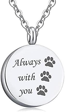 AC914 prilagođeni nakit za kućne ljubimce od nehrđajućeg čelika pas mačka šapa otisak okruglog spomen sjećanja Privjesak Ogrlica za urnu za poklon sjećanja na pepeo