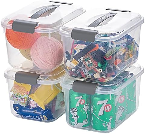 Zhenfan 5,5 qt Clear zasun za zasun / kanta s poklopcima, 4-pakovanje plastike Organizirajte