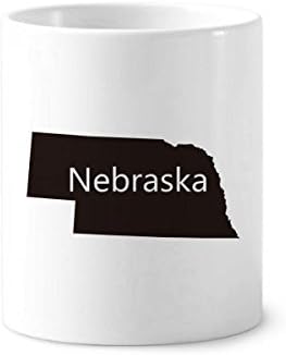 Nebraska Amerika SAD Karta Outline četkica za zube Pen HOLDER Keramička stalak za olovke