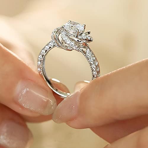 Ženski vjenčani cvjetovi prstenovi cirkon okrugli prstenovi nakit angažman prstenovi prstenovi