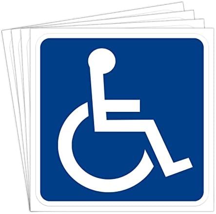 Dealzepic - Znak invalidskih kolica Hendikepirani znak za onemogućavanje | Samoljepljiva naljepnica vinilne naljepnice 10x10 cm | Pakovanje od 4 kom