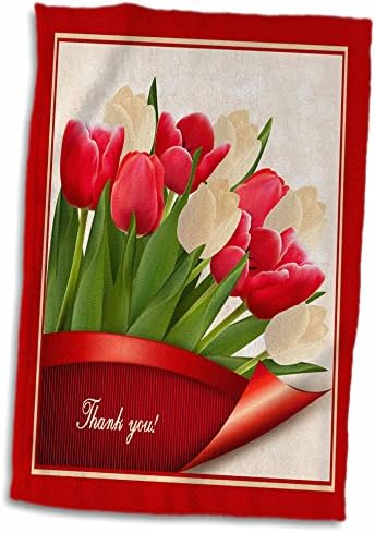 3drose crveno-krem tulipani, sretan dan majki - ručnici