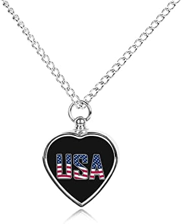 SAD riječ ili tekst sa američkom zastavom ženska spomen urna u obliku srca ogrlica suvenir nakit za psa psa mačka pepeo