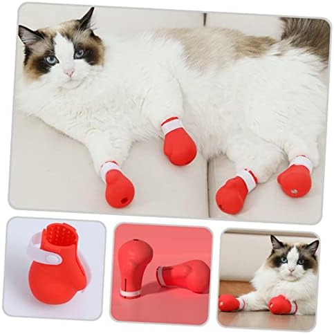Ipetboom 16 kom mačići multifunkcionalni štitnici za njegu mačića navlake za mačke silikonske mjere predostrožnosti poklopac kandži za nokte grebanje podesivi zaštitnik za kupanje Scratch Red Pet