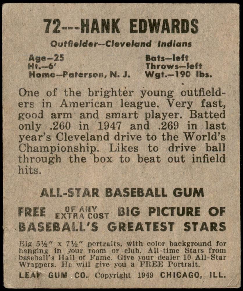 1948 List 72 Hank Edwards Cleveland Indijanci VG Indijanci