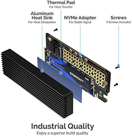 Sabrent NVMe M. 2 SSD na PCIe X16 / X8 / X4 karticu sa aluminijumskim hladnjakom + M. 2 2280 SSD raketni hladnjak u srebru