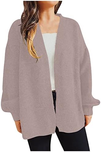 Cokuera Womens Fashion Jesen Čvrsti kaput od pletenog kardigan kaput uzročno preveliko otvorena džemper dugih rukava
