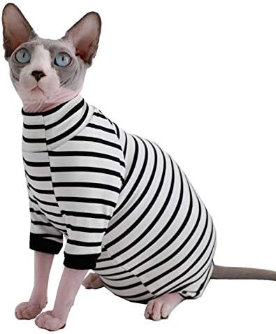 Sphynx mačka bez dlake četiri noge prozračne ljetne rajonske pidžame elastična odjeća za kućne ljubimce mačka operacija odijelo za oporavak prsluk mačići majice mačke & odjeća za male pse , pruga)