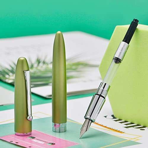 Lanxivi 620 Metalno svijetlo zelene čestice Olovka Mala savijena nib Fude olovka sa setom olovke