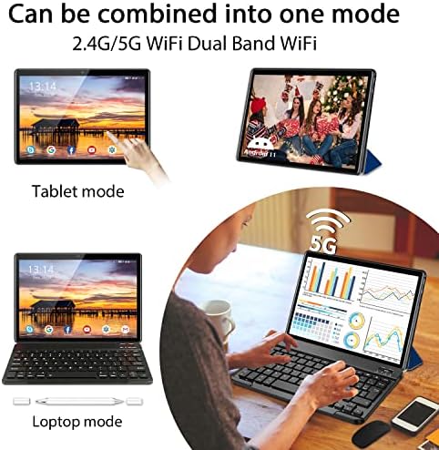 2 u 1 Tablet 10.1 inčni Android 10.1 tableti sa tastaturom miš 4GB RAM 64GB ROM 128GB proširiti, dvostruka kamera, Bluetooth, GMS sertifikovani Tablet računar