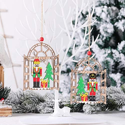 Amosfun 2pcs Božić Nutcrackers visi Ornament Božić Mini drveni kralj Nutcracker figure uljepšavanje Božić Tree Topper za Božić Party Home ukras