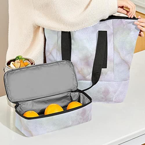 Tbouobt izolovana hladnjača torba za višekratnu upotrebu torbe za ručak, set torbi za piknik za plivanje na otvorenom, kampovanje, plažu, putovanja, uzorak ružičastog mramora