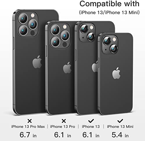 [2 Pakovanje] Auleegei zaštitnik sočiva kamere kompatibilan sa iPhoneom 13 6.1 inch＆ iPhone 13mini 5.4 inch [9H Premium kaljeno staklo] [protiv ogrebotina] [zaštita od aluminijumske kamere za vazduhoplovstvo] [99.99% Transparentnost] [ne utiče na noćno snimanje]grafit